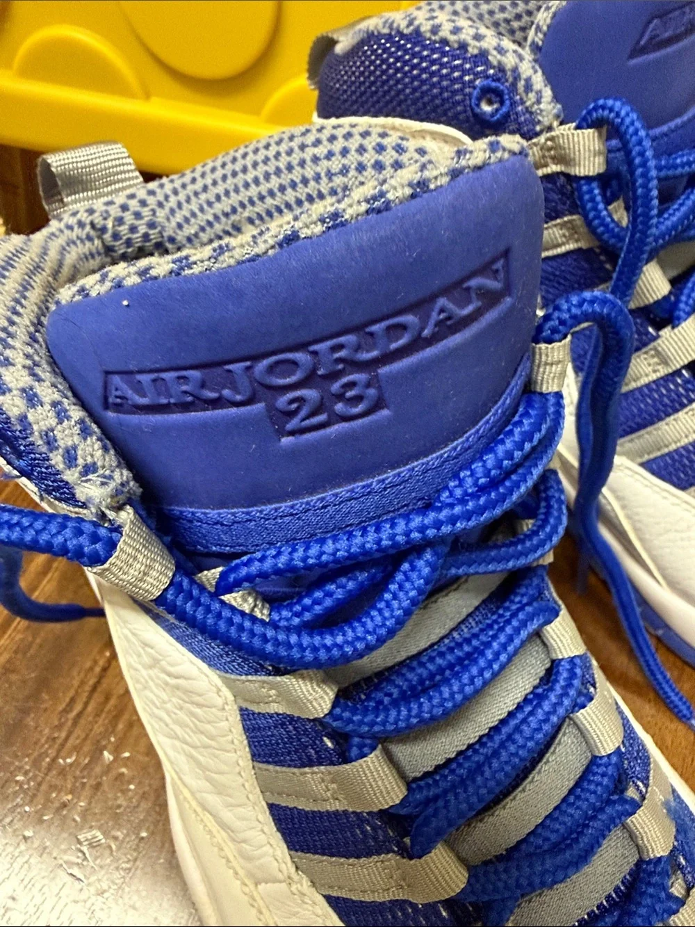 Jordan Retro White and Blue High-Top Sneakers